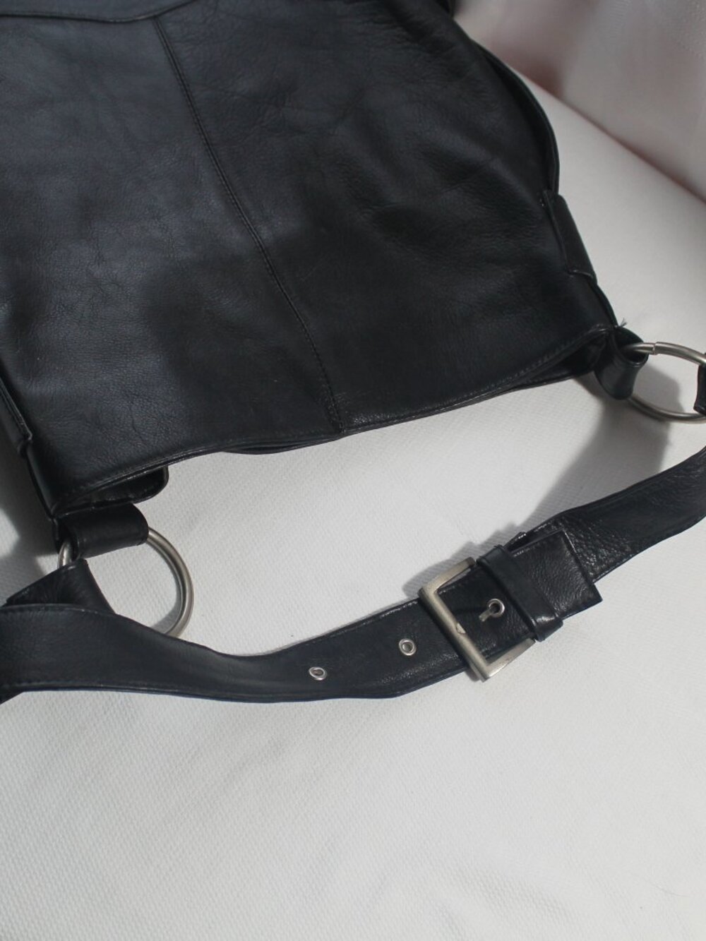 Black Leather Vertical Tote Made in Colombia - Picture 7 of 10
